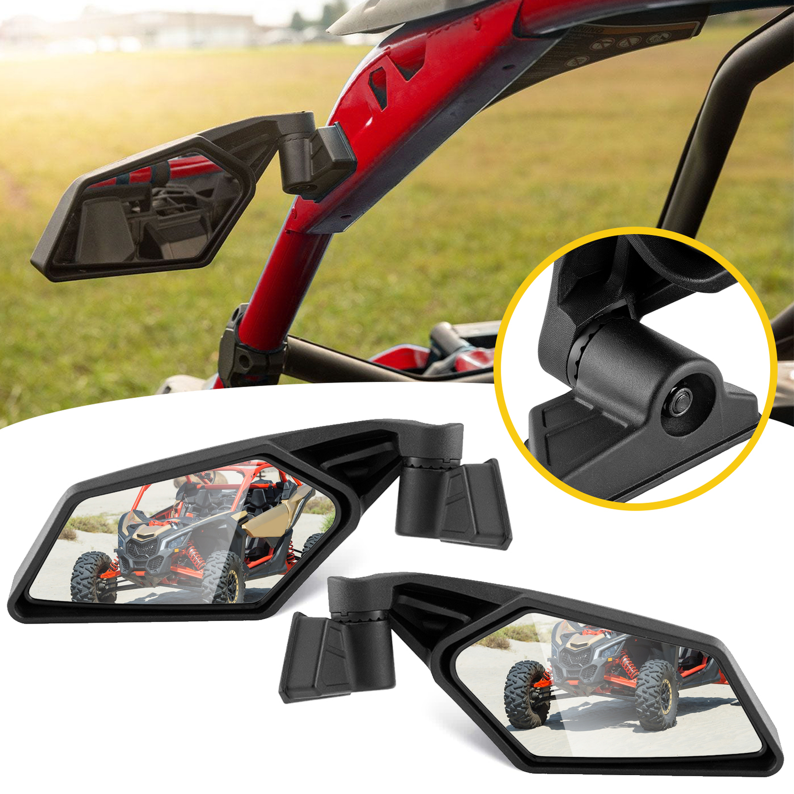 UTV Pair Rear Racing Side Mirrors Fit Can Am Maverick X3 X DS Turbo R 2017-2025