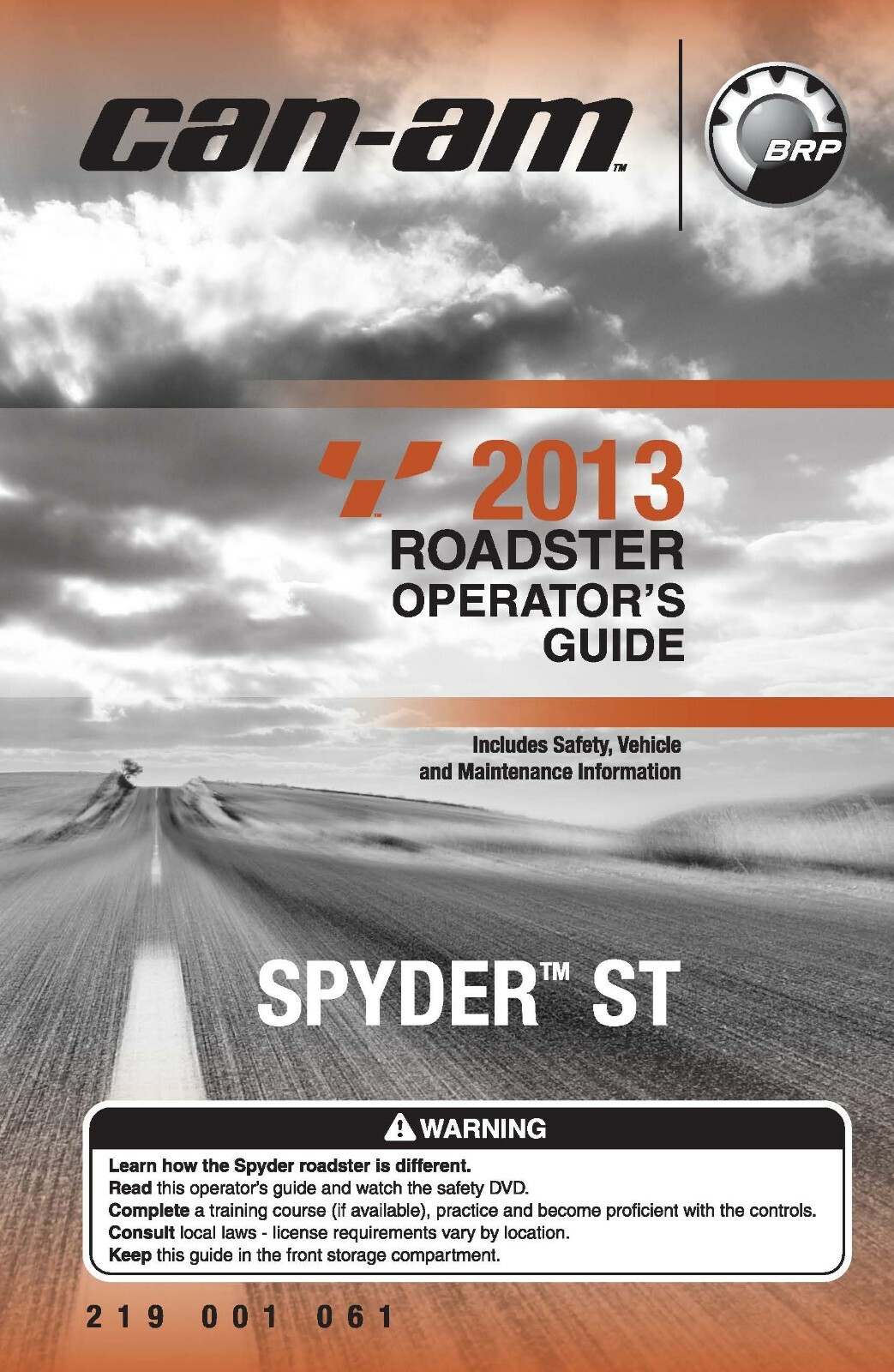 Can Am Owners Manual Book 2013 SPYDER ST