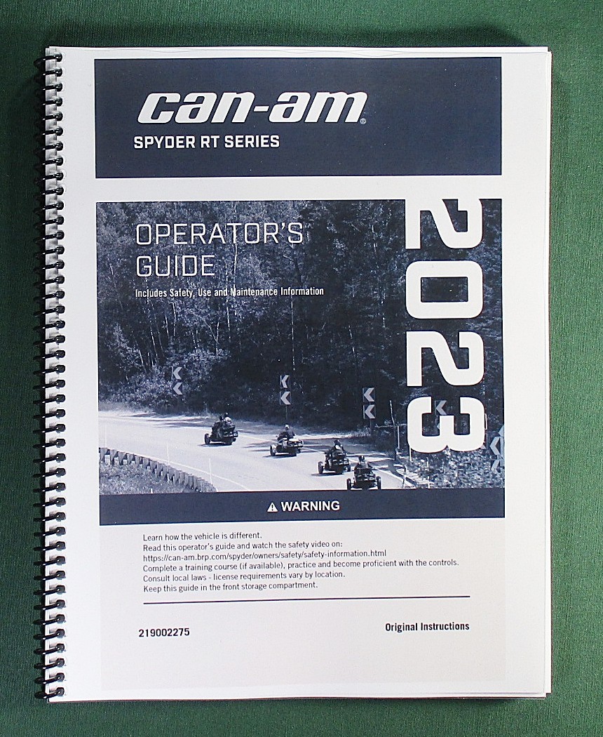 2023 Can-Am Spyder RT Operator’s Manual With Protective Covers!