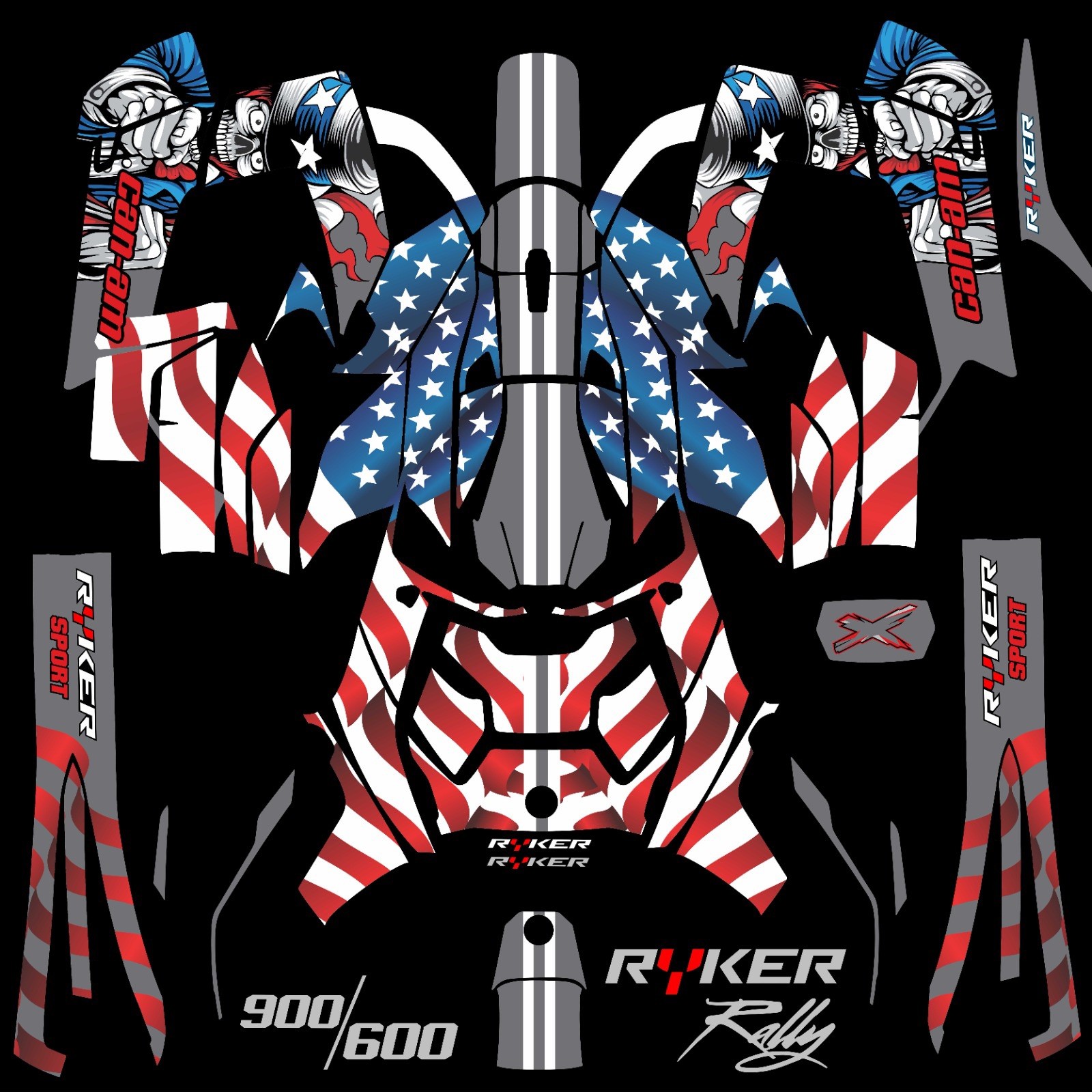 Can Am RYKER 600 900 Graphic kit 2018 2019 2020 2026 stickers decals ATV UTV MX