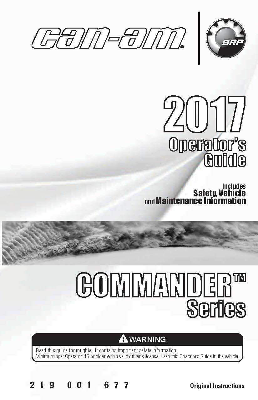 Can Am Owners Manual 2017 COMMANDER 800R  & 2017 COMMANDER 1000