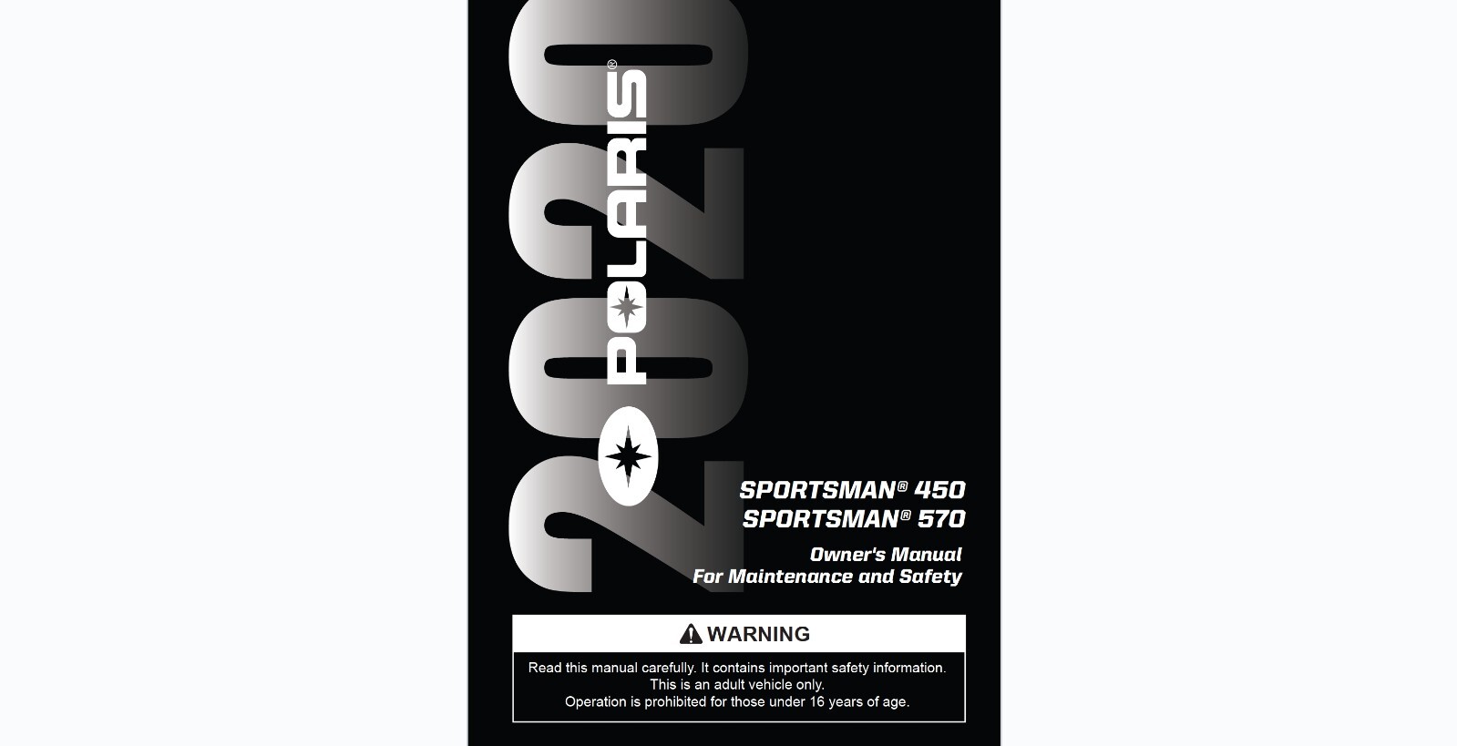 2020 Polaris Sportsman 450 and 570 several models see 2nd image Owner’s manual