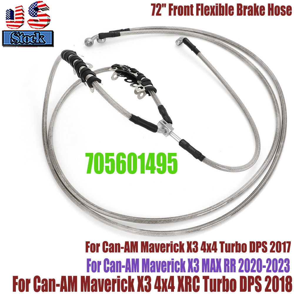 72” For 2017-2023 Can-Am Maverick X3 Turbo Front Braided Brake Hose Line Kit US