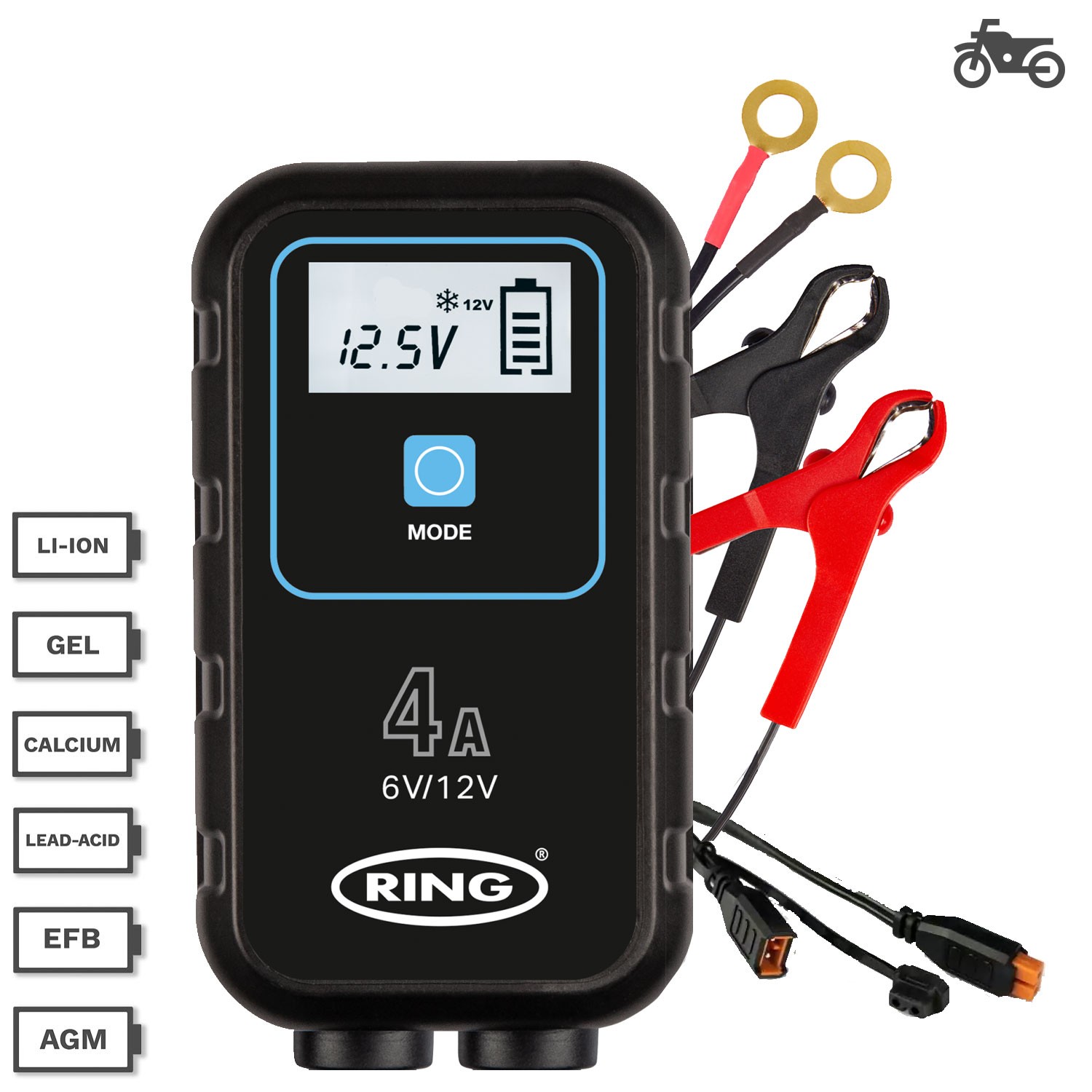 4A Smart Battery Charger For Honda Quad Bike Lithium Ion AGM 6-12V Quick Connect