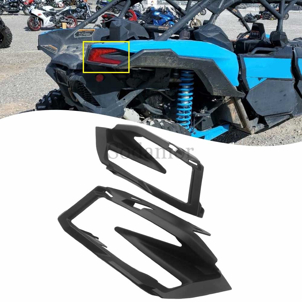 Left + Right Black Taillight Covers For Can-Am Maverick X3 Turbo 2017-2022 2023